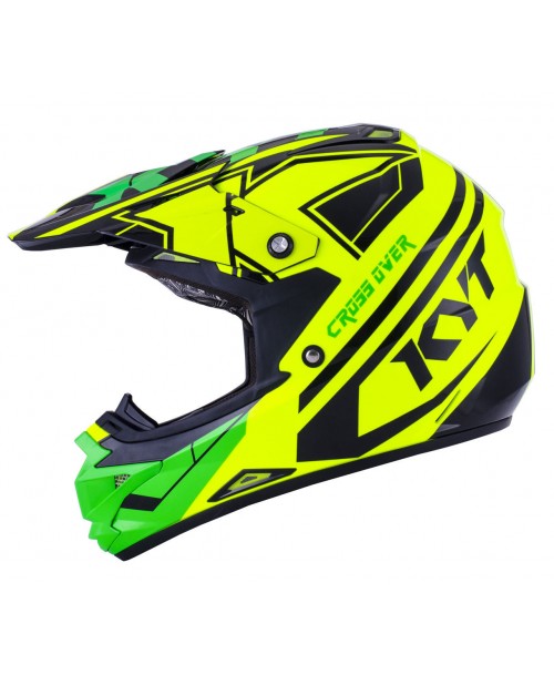 KYT Helmet CROSS OVER KTIME Yellow / Green Fluo